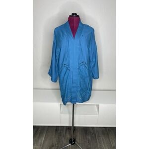 Soft Surroundings Cardigan Women's XL Blue Nightingale Topper Open Front Eyelet‎